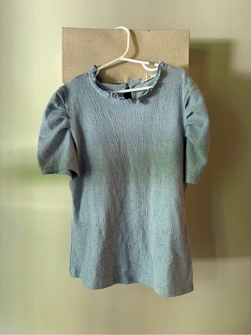 Hayden Girls Light Blue Textured Puff Sleeve Top